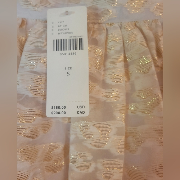 Anthropologie Burnout Shimmer Maxi Skirt, White & Gold, Side Zipper, NWT, Small - Picture 9 of 16